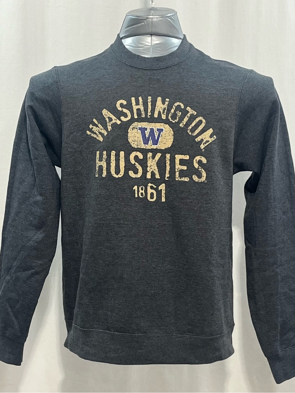 Men’s Washington Huskies Gray Crewneck Sweatshirt with Print sports play 1072